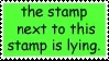 the stamp next to this stamp is lying